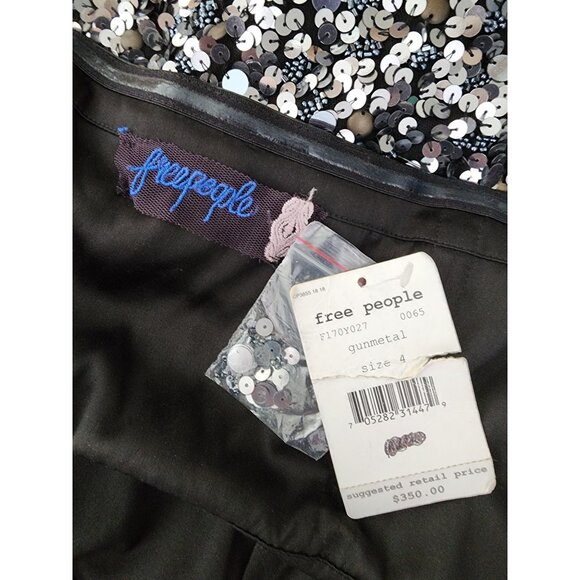 Free People NWT Sequin Strapless Studded Dress Faux Leather Detail 4 - Picture 9 of 10